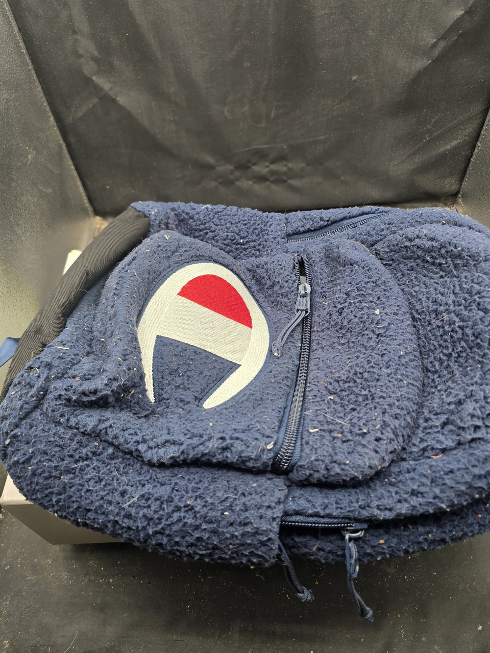 Champion Navy Sherpa Jacket with Large Logo